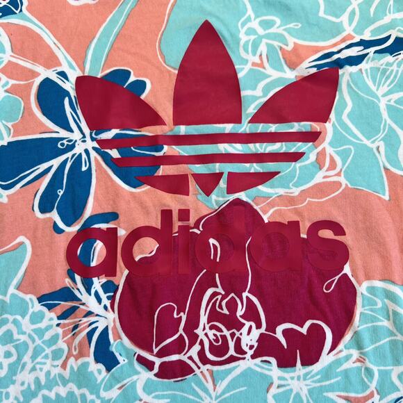 Adidas Girls Trefoil Floral Print Graphic Tee 9-10 - Picture 3 of 7
